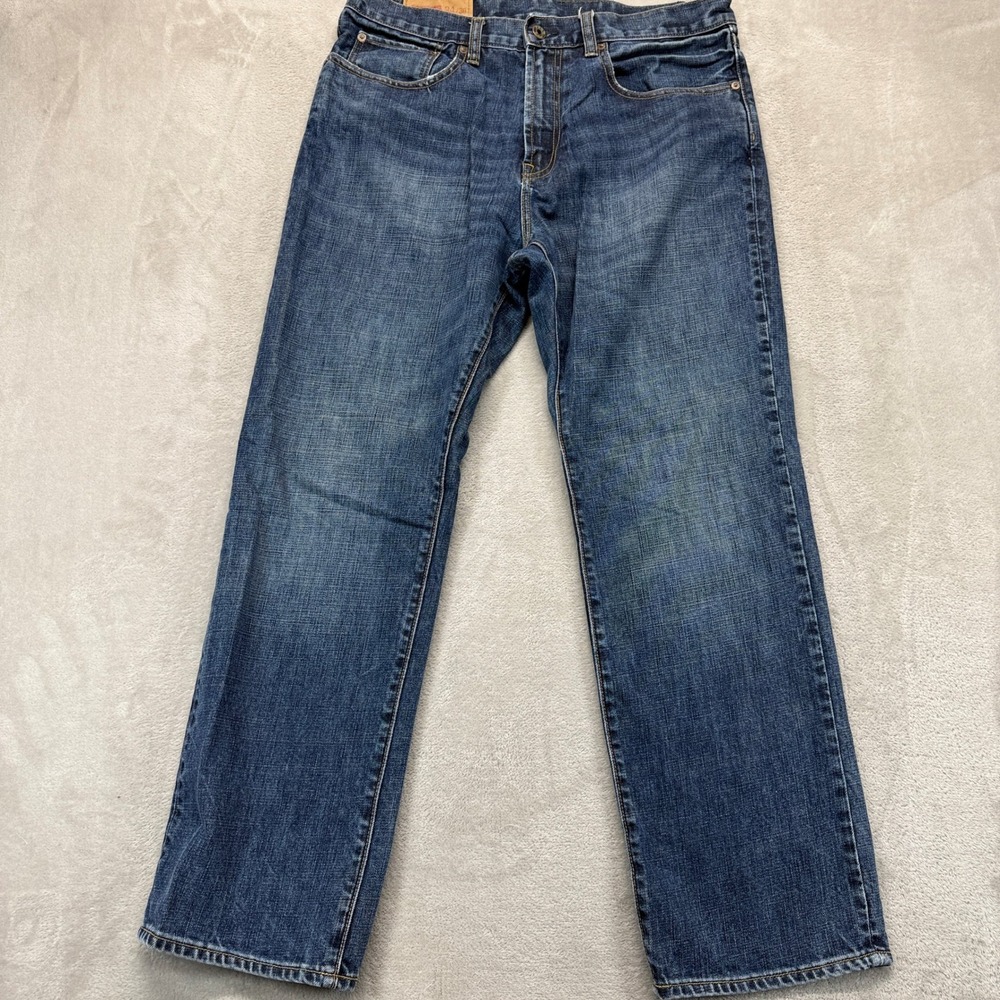 Gap 1969 Jeans Men's 34/30 Blue Easy Fit Vintage StyleWhiskered Dark Wash Denim
